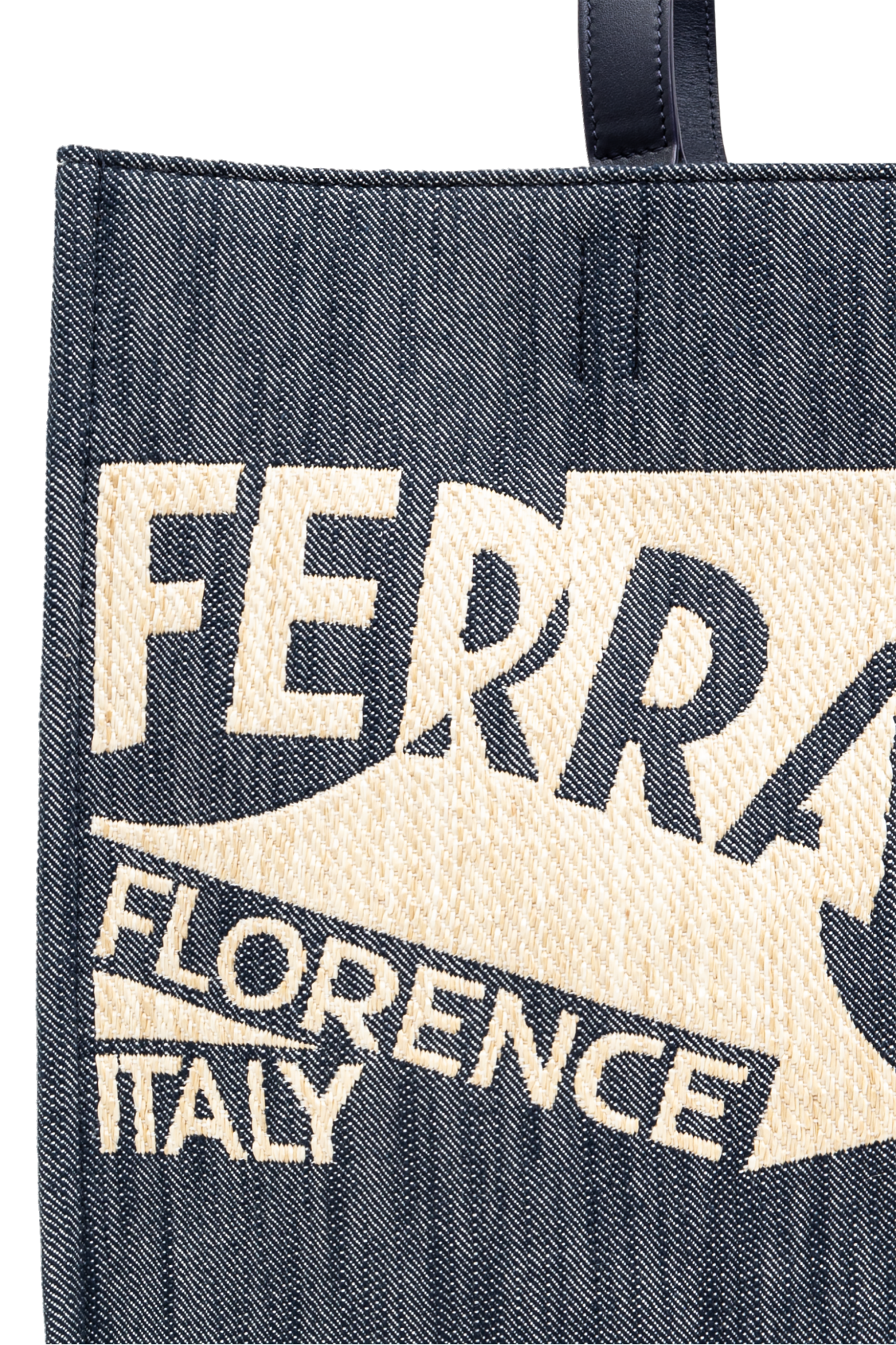 トートバッグ SALVATORE FERRAGAMO BLUE DENIM LARGE TT SIGN SHOPPING BAG Salvatore Ferragamo Blue Denim Large Tt Sign Shopping Bag